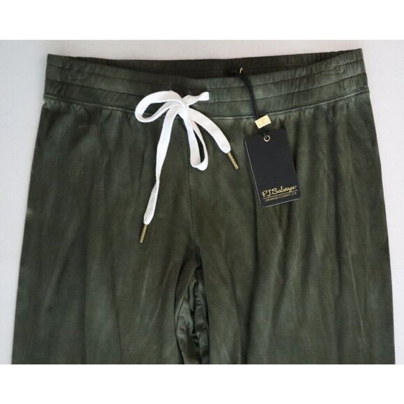 PJ Salvage RZMOP1 Women's Sz Small Olive Striped Tie-Dyed Jogger Lounge Pants - Picture 4 of 9